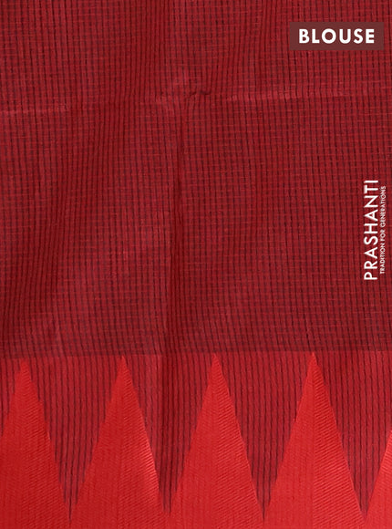 Semi dupion saree black and maroon with allover thread weaves and temple design thread woven border