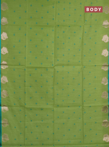 Semi dupion saree light green and green with allover thread woven bandhani buttas and zari woven border