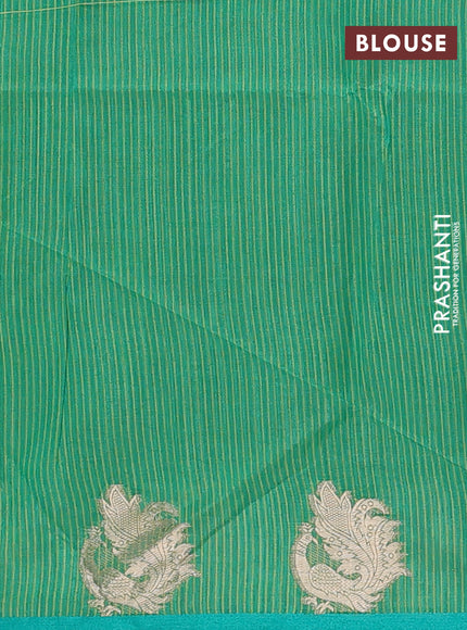 Semi dupion saree light green and green with allover thread woven bandhani buttas and zari woven border
