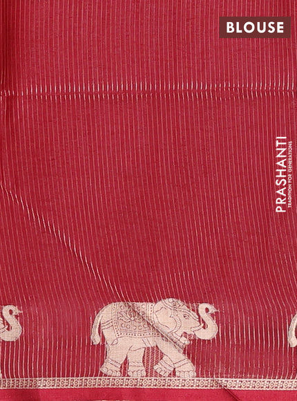 Semi dupion saree rust shade and maroon with allover thread woven bandhani buttas and zari woven butta border