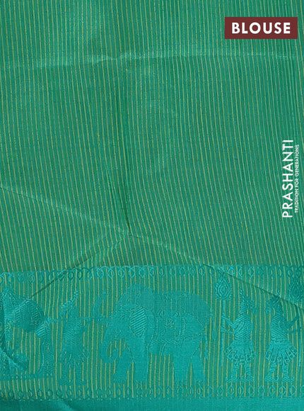 Semi dupion saree light green and green with allover thread weaves and thread woven border