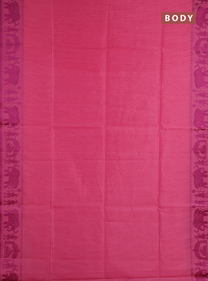 Semi dupion saree pink and magenta pink with allover thread weaves and thread woven border
