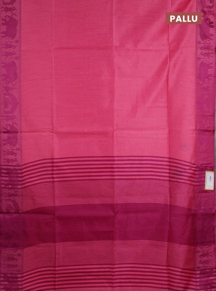 Semi dupion saree pink and magenta pink with allover thread weaves and thread woven border