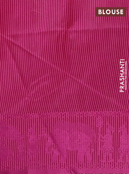 Semi dupion saree pink and magenta pink with allover thread weaves and thread woven border