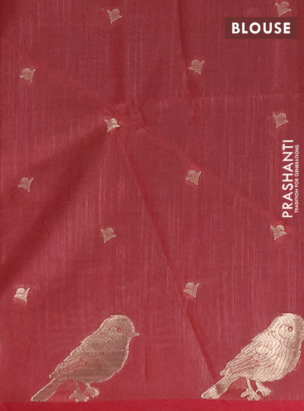 Semi dupion saree beige and maroon with allover thread & zari woven buttas and zari woven butta border