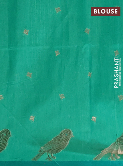 Semi dupion saree light green and green with allover thread & zari woven buttas and zari woven butta border