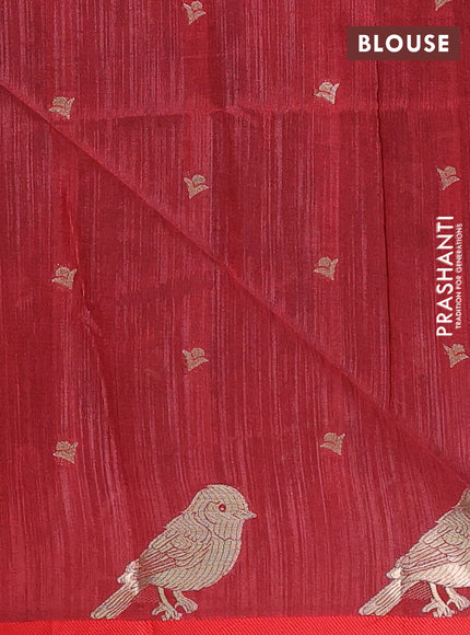 Semi dupion saree black and maroon with allover thread & zari woven buttas and zari woven butta border