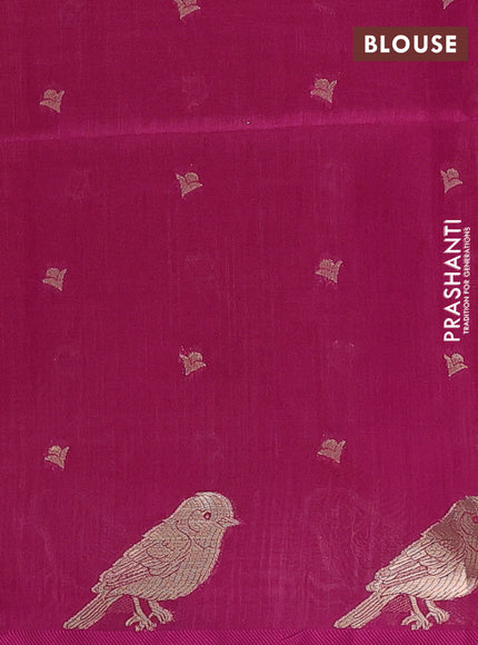 Semi dupion saree pink and magenta pink with allover thread & zari woven buttas and zari woven butta border