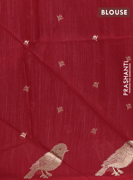 Semi dupion saree red and maroon with allover thread & zari woven buttas and zari woven butta border
