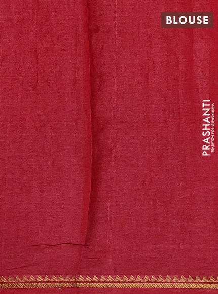 Pure tussar silk saree kumkum red with embroidery buttas and embroidery work pallu