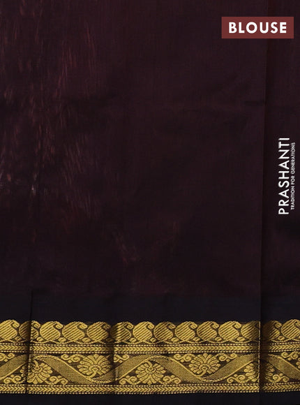 Silk cotton saree peach orange and deep maroon with plain body and zari woven korvai border