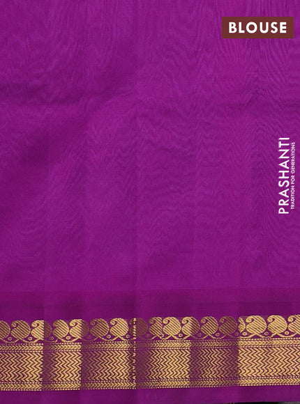 Silk cotton saree lavender and purple with plain body and zari woven korvai border