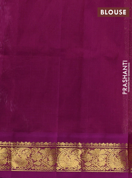 Silk cotton saree mild lavender and purple with plain body and paisley butta zari woven korvai border