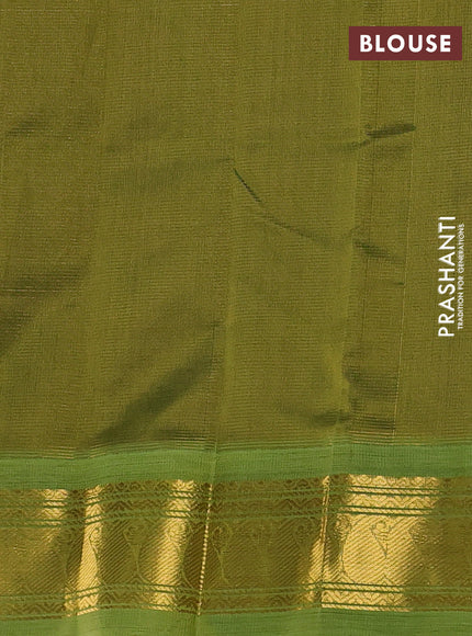 Silk cotton saree deep wine and lime green with allover vairosi pattern and paisley zari woven korvai border