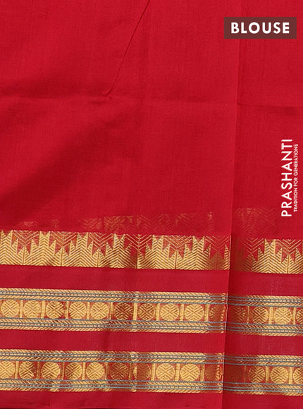 Silk cotton saree purple and red with allover zari checked pattern and temple design rettapet zari woven korvai border