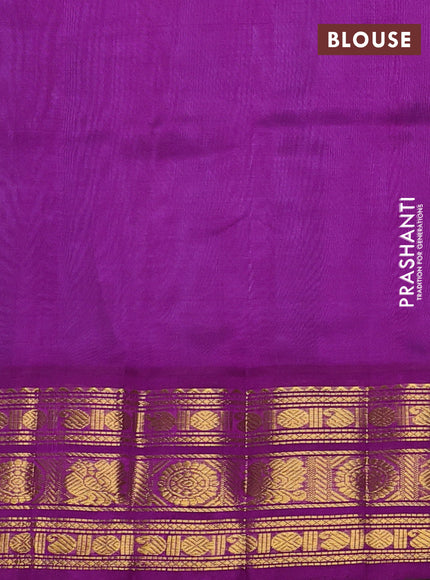 Silk cotton saree lavender and purple with plain body and zari woven butta korvai border