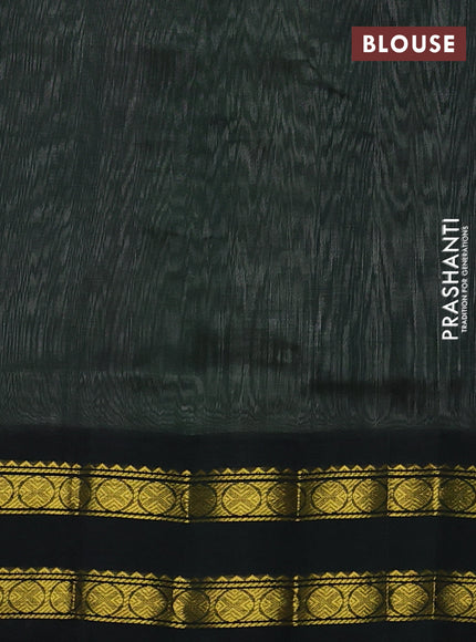 Silk cotton saree grey and bottle green with plain body and rettapet zari woven korvai border