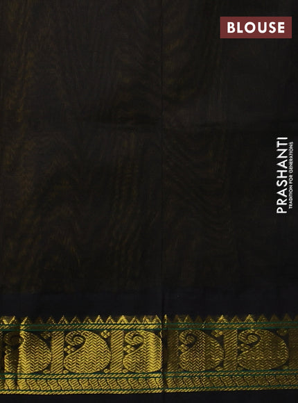 Silk cotton saree lime yellow and black with allover paisley zari woven buttas and paisley zari woven korvai border
