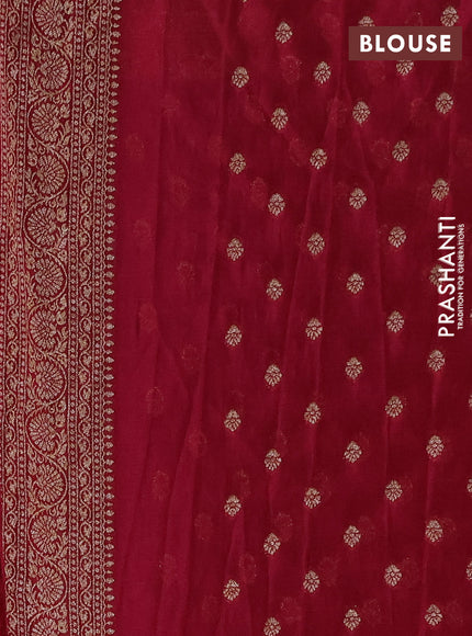 Banarasi semi crepe saree navy blue and wine shade with allover thread & zari woven buttas and woven border