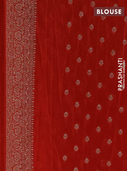 Banarasi semi crepe saree green and maroon with allover thread & zari woven buttas and woven border