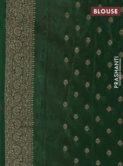 Banarasi semi crepe saree pink and green with allover thread & zari woven buttas and woven border