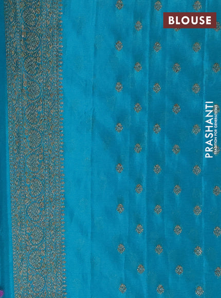 Banarasi semi crepe saree violet and teal green with allover thread & zari woven buttas and woven border