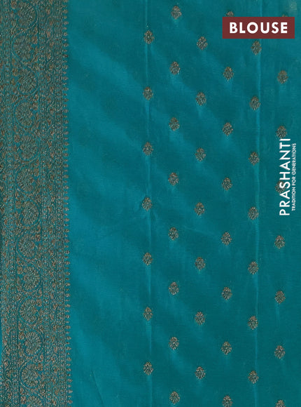 Banarasi semi crepe saree wine shade and teal green with allover thread & zari woven buttas and woven border