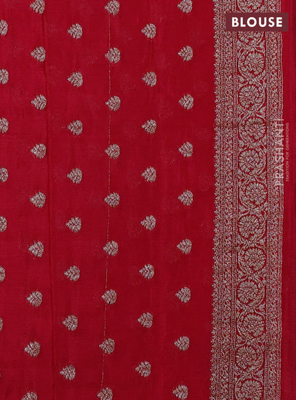 Banarasi semi crepe saree peacock blue and maroon with allover thread & zari woven buttas and woven border