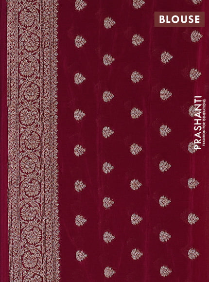 Banarasi semi crepe saree navy blue and deep wine with allover thread & zari woven buttas and woven border
