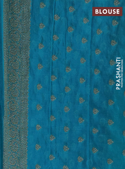 Banarasi semi crepe saree violet and teal green with allover thread & zari woven buttas and woven border