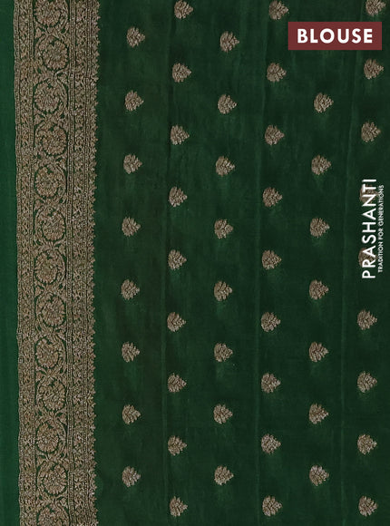 Banarasi semi crepe saree pink and green with allover thread & zari woven buttas and woven border