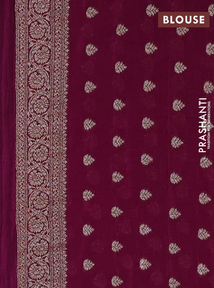 Banarasi semi crepe saree black and wine shade with allover thread & zari woven buttas and woven border