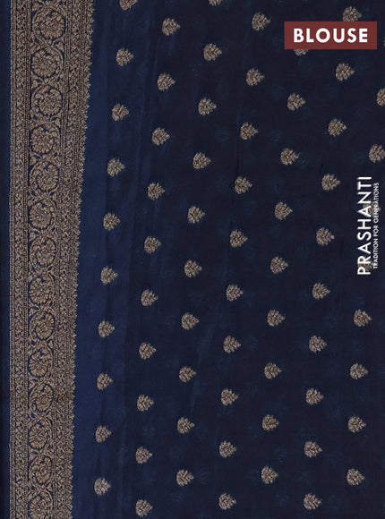 Banarasi semi crepe saree mustard yellow and peacock blue with allover thread & zari woven buttas and woven border