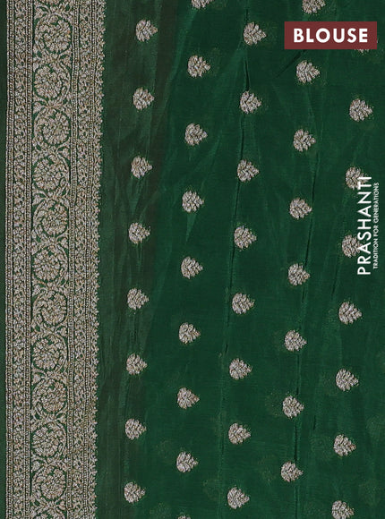 Banarasi semi crepe saree pink and green with allover thread & zari woven buttas and woven border