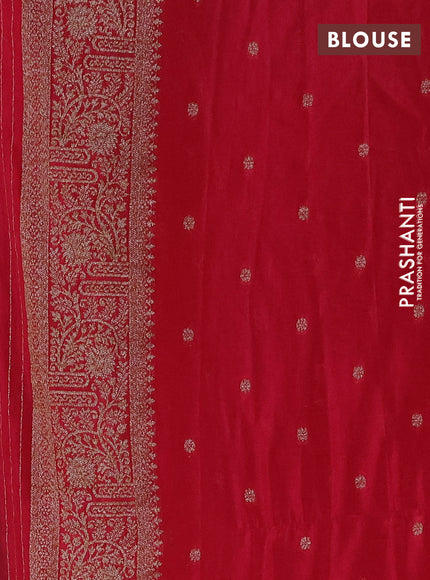 Banarasi semi crepe saree peacock blue and maroon with thread & zari woven buttas and woven border