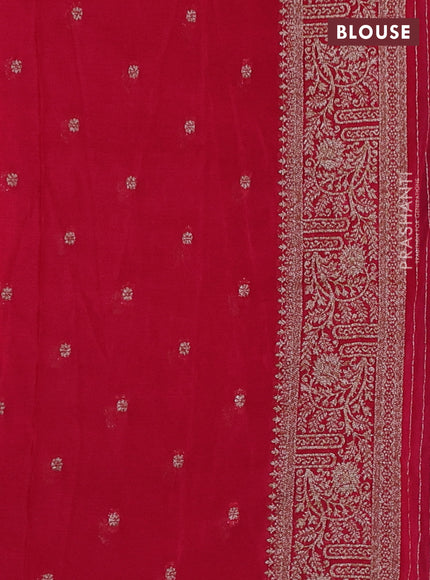 Banarasi semi crepe saree peacock blue and pink with thread & zari woven buttas and woven border