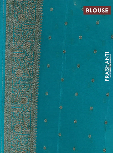 Banarasi semi crepe saree violet and teal green with thread & zari woven buttas and woven border