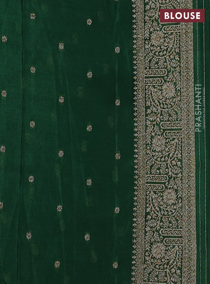 Banarasi semi crepe saree pink and green with thread & zari woven buttas and woven border