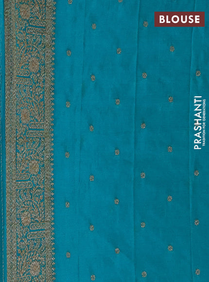 Banarasi semi crepe saree jamun shade and teal green with thread & zari woven buttas and woven border