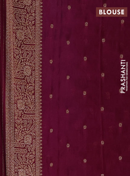 Banarasi semi crepe saree teal green and wine shade with thread & zari woven buttas and woven border