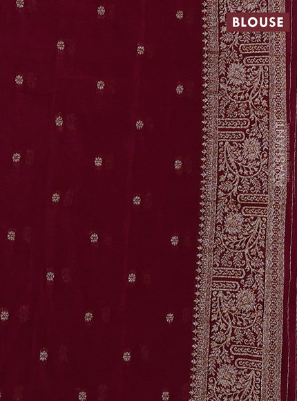 Banarasi semi crepe saree dark blue and wine shade with thread & zari woven buttas and woven border