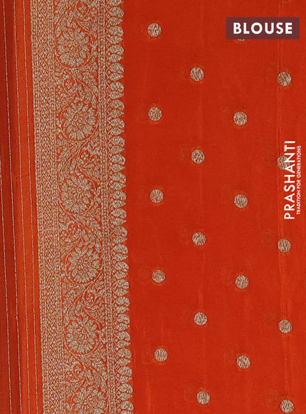 Banarasi semi crepe saree deep wine and rust shade with allover thread & zari weaves and woven border