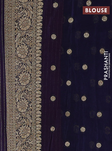 Banarasi semi crepe saree pink and navy blue with allover thread & zari weaves and woven border