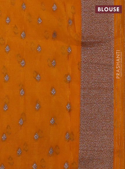 Banarasi semi crepe saree mango yellow with allover thread & zari woven buttas and woven border