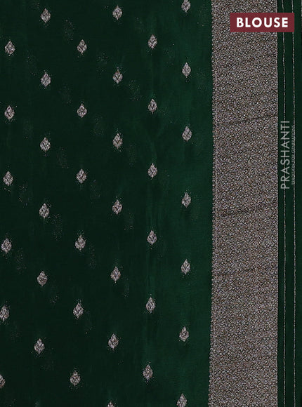 Banarasi semi crepe saree bottle green with allover thread & zari woven buttas and woven border