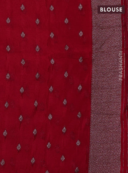 Banarasi semi crepe saree red with allover thread & zari woven buttas and woven border