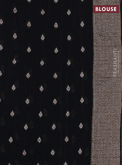 Banarasi semi crepe saree black with allover thread & zari woven buttas and woven border