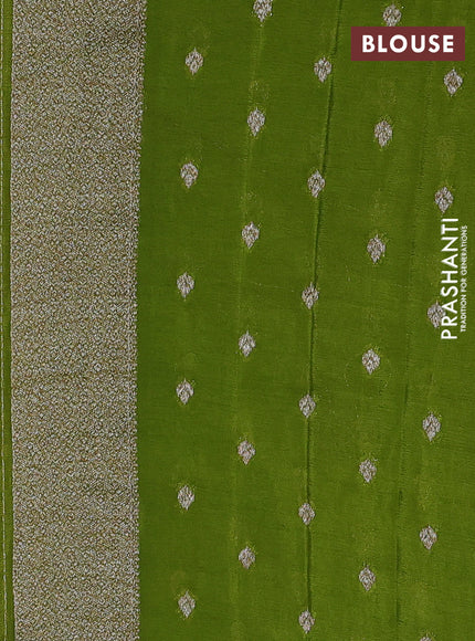 Banarasi semi crepe saree wine shade and mehendi green with allover thread & zari woven buttas and woven border