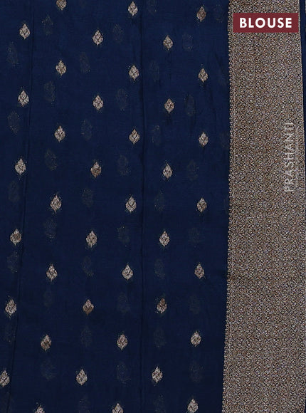Banarasi semi crepe saree peacock blue with allover thread & zari woven buttas and woven border