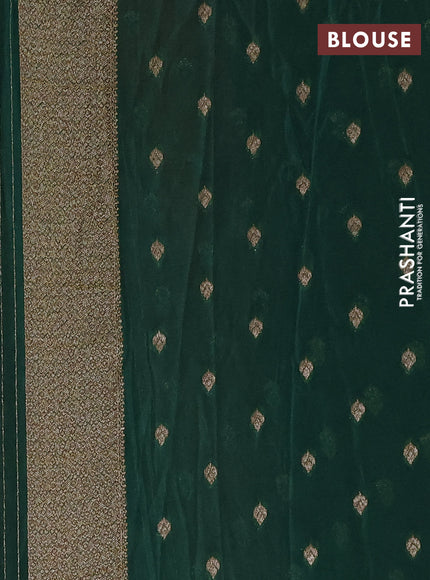 Banarasi semi crepe saree red and green with allover thread & zari woven buttas and woven border